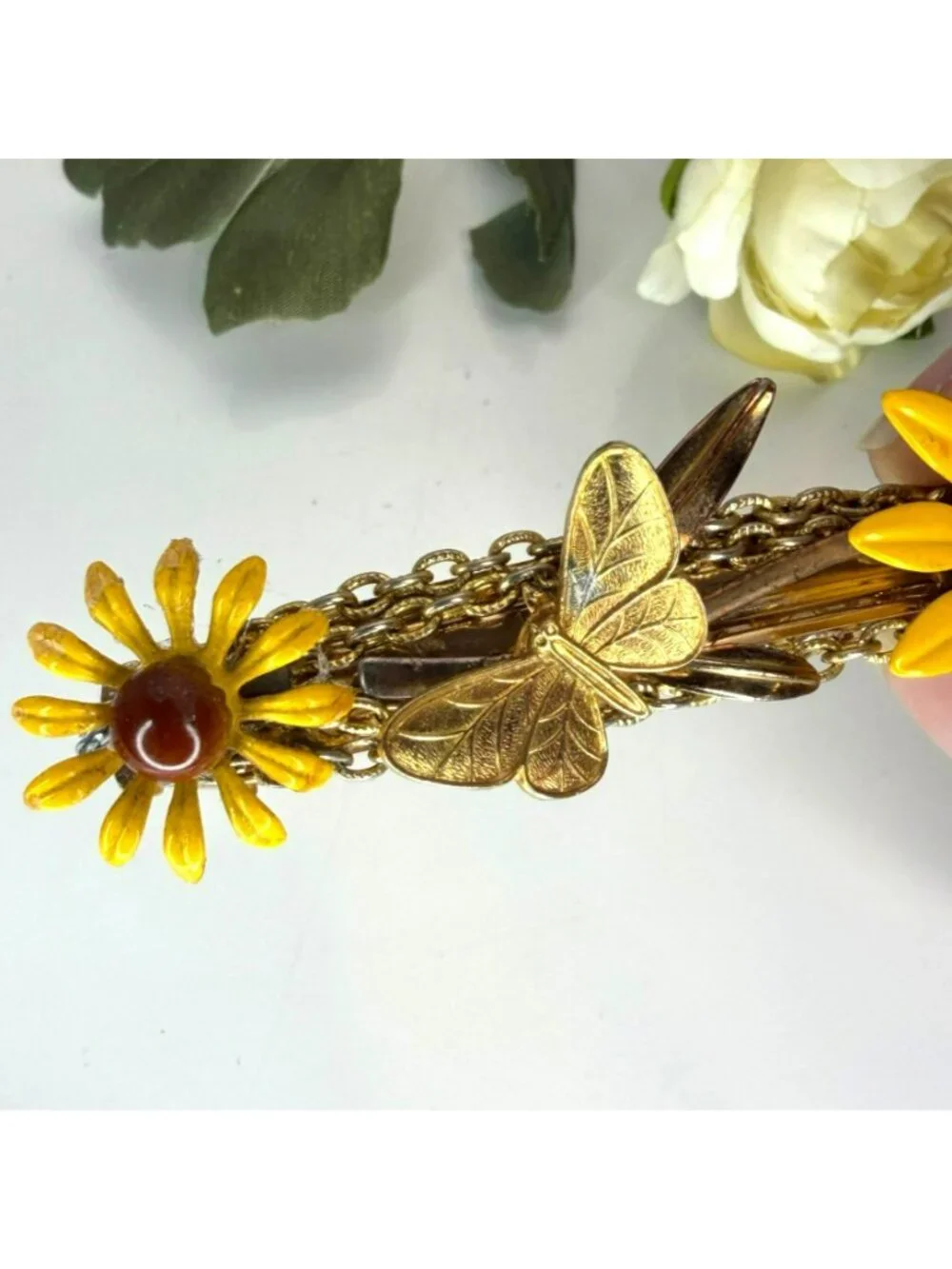 Daisy Butterfly Barrette | One of a Kind Floral Hair Clip